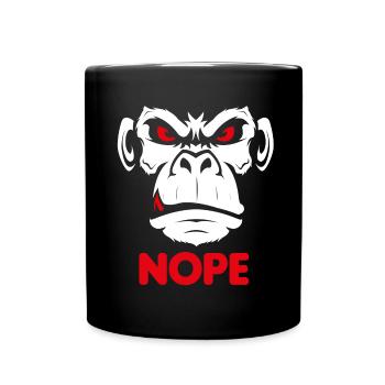 Nope Nö Nein Affe Monkey Jetzt nicht Hau Ab Weg - Tasse einfarbig - Schwarz - Vorne