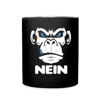 Nope Nö Nein Affe Monkey Jetzt nicht Hau Ab Weg - Tasse einfarbig - Schwarz - Vorne