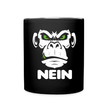 Nope Nö Nein Affe Monkey Jetzt nicht Hau Ab Weg - Tasse einfarbig - Schwarz - Vorne