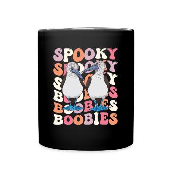 Spooky Boobies Funny Booby Bird Halloween Gift - Full Colour Mug - black - Front