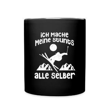 Ski Sking Snowboard Wintersport Skifahrer - Tasse einfarbig - Schwarz - Vorne