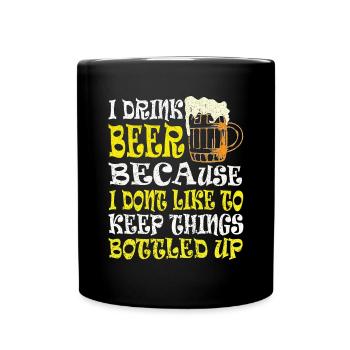 Bière Buveur de bière Bouteille de bière en canette de bière - Mug uni - noir - Devant
