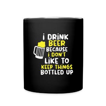 Bière Buveur de bière Bouteille de bière en canette de bière - Mug uni - noir - Devant