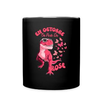 Brustkrebs Oktober Rosa Schmetterling Dinosaurier - Tasse einfarbig - Schwarz - Vorne