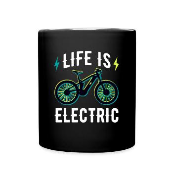 Lustiges Leben ist Elektrofahrrad E-Bike - Tasse einfarbig - Schwarz - Vorne