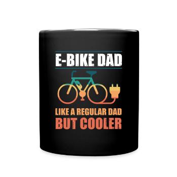 E Bike Dad wie ein normaler Papa, aber cooler - Tasse einfarbig - Schwarz - Vorne