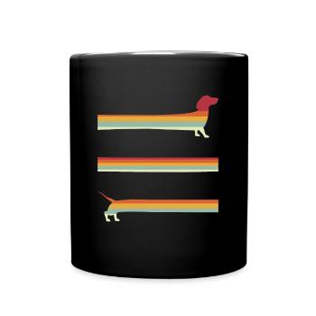 Extra langer Retro Dackel - Tasse einfarbig - Schwarz - Vorne