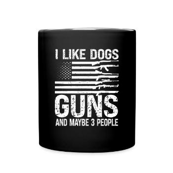 J'aime Les Chiens Et Les Armes - Mug uni - noir - Devant