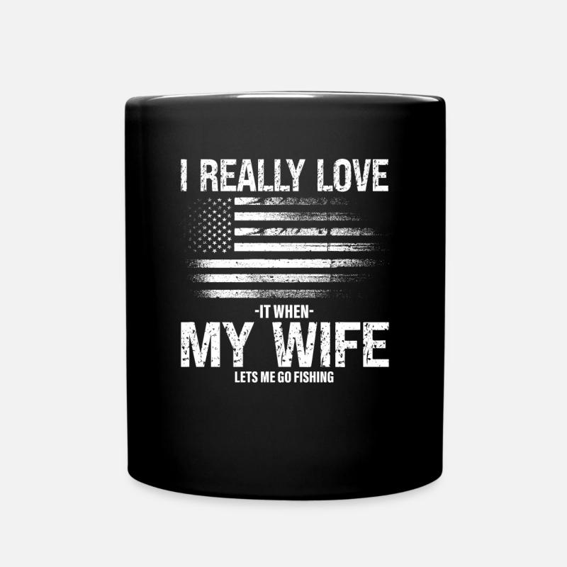 J'aime Quand Ma Femme Me Laisse Aller Pêcher - Mug uni - noir
