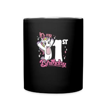 1st Birthday Kids Unicorn First Birthday - Full Colour Mug - black - Front