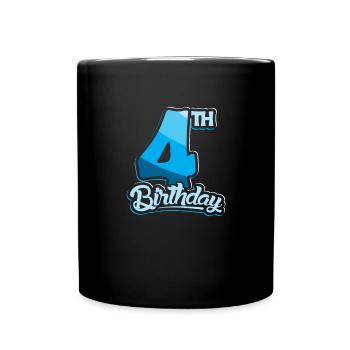 4th Birthday Kids Toodler Four Birthday - Full Colour Mug - black - Front