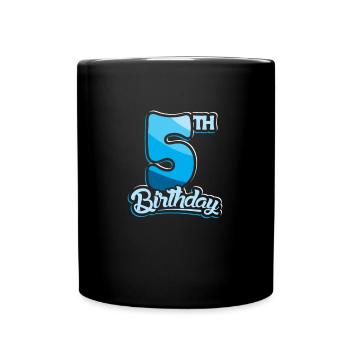 5th Birthday Kids Toodler Five Birthday - Full Colour Mug - black - Front