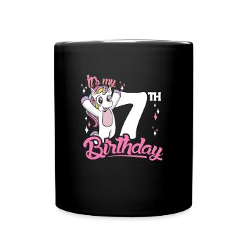 7e anniversaire Enfants Licorne Toodler Seven - Mug uni - noir - Devant