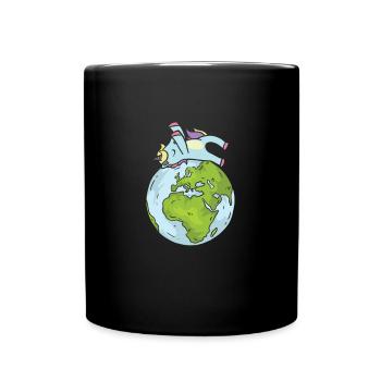 Earth Day Cute Unicorn Dab loves world - Tasse einfarbig - Schwarz - Vorne