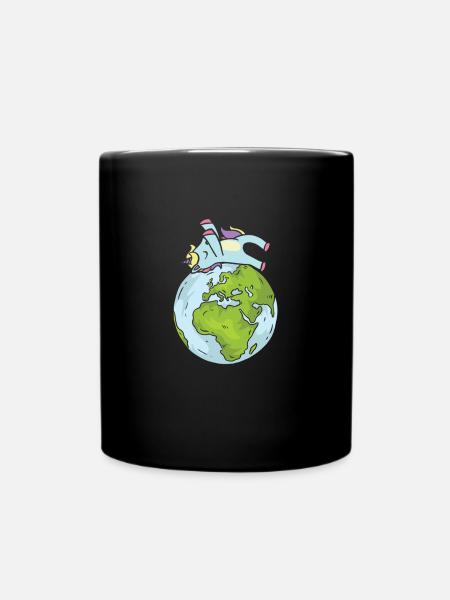 Earth Day Cute Unicorn Dab loves world - Tasse einfarbig - Schwarz