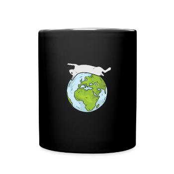 Earth Day Cute Rabbit loves world - Tasse einfarbig - Schwarz - Vorne