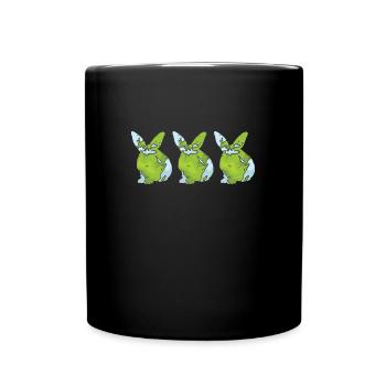 Earth Day Cute Rabbit loves Planet World - Tasse einfarbig - Schwarz - Vorne