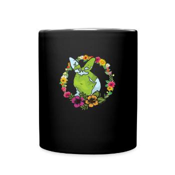Earth Day Cute Rabbit loves Planet World - Tasse einfarbig - Schwarz - Vorne
