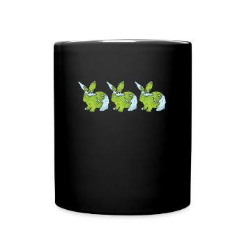 Earth Day Cute Rabbit loves Planet World - Tasse einfarbig - Schwarz - Vorne
