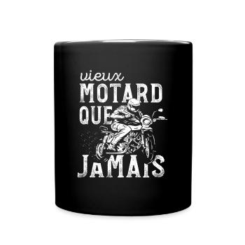 Vieux Motard Que Jamais Cadeau Homme Moto Vintage - Mug uni - noir - Devant