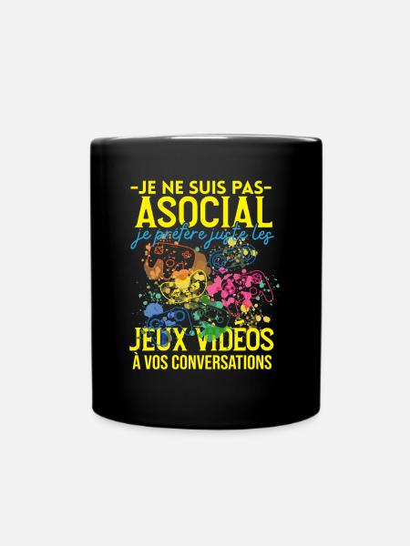 Pas Asocial Jeux Vidéos Humour Cadeau Ado Gamer - Mug uni - noir