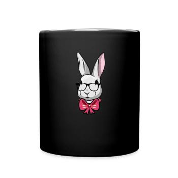 Cute Easter Rabbit Fly - Tasse einfarbig - Schwarz - Vorne