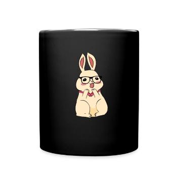Cute Easter Rabbit Fly - Tasse einfarbig - Schwarz - Vorne
