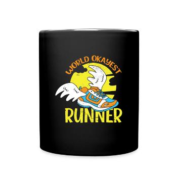 Joggen Jogger Rennen Wettrennen Marathon Laufen - Tasse einfarbig - Schwarz - Vorne