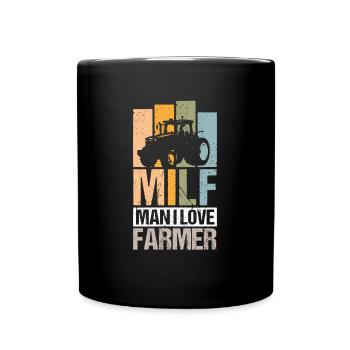 Farmer Farm Man I Love Farmer Retro - Tasse einfarbig - Schwarz - Vorne
