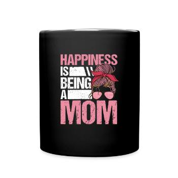 Happiness is being a Mom Mother Sunglasses - Full Colour Mug - black - Front