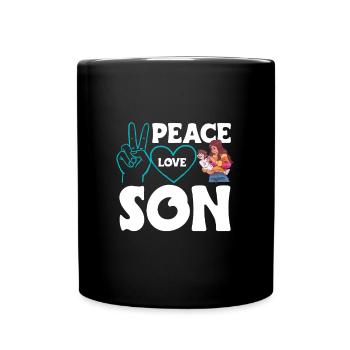 Peace Love Mom Son Boy - Tasse einfarbig - Schwarz - Vorne