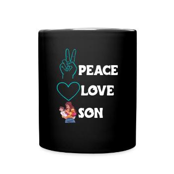 Peace Love Mom Son Boy - Tasse einfarbig - Schwarz - Vorne