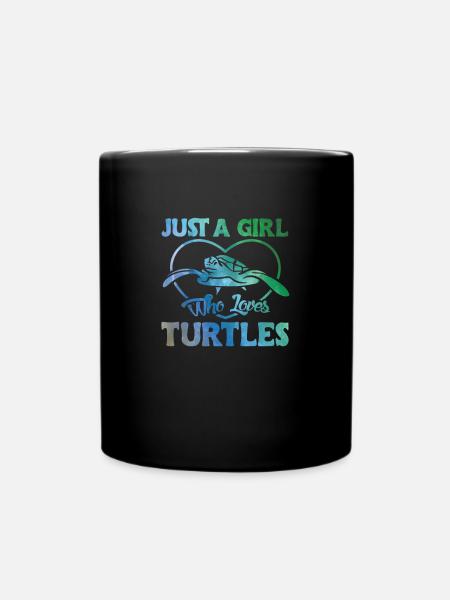 Turtle Cute Girl Love Turtles - Tasse einfarbig - Schwarz