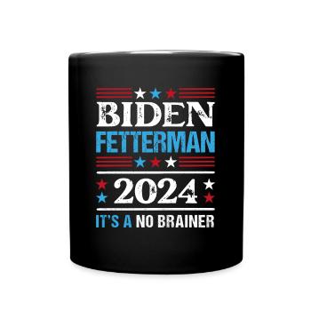 Biden Fetterman 2024 Es ist ein Kinderspiel - Tasse einfarbig - Schwarz - Vorne