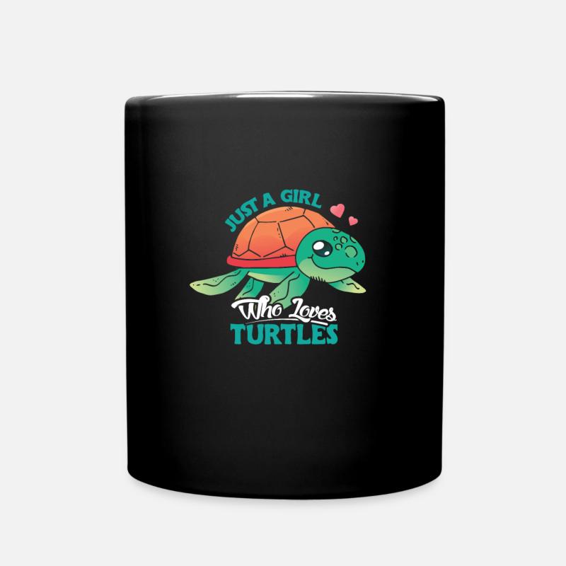 Turtle Cute Girl Love Turtles - Tasse einfarbig - Schwarz
