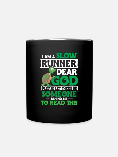 Turtle Saying Running Funny - Full Colour Mug - black