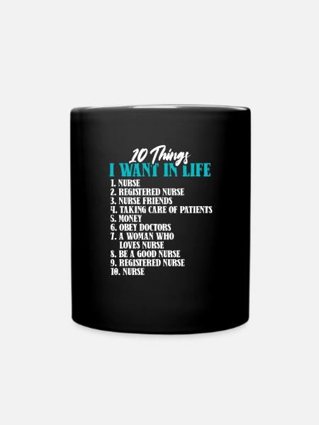10 Things Nurse Life Skills Nursing - Full Colour Mug - black