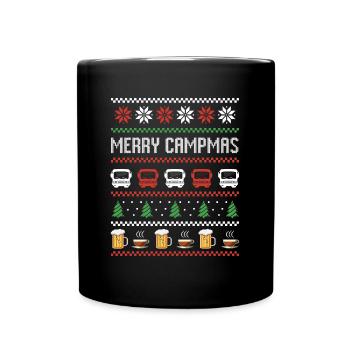 Camping Motorhome Beer Coffee Ugly Christmas - Full Colour Mug - black - Front
