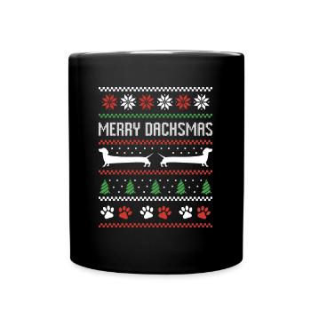 Teckel Saucisse Chien Pull de Noël moche - Mug uni - noir - Devant