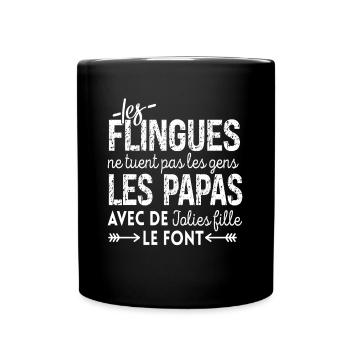 Papa Flingueur Humour Homme Cadeau Citation Drôle - Mug uni - noir - Devant
