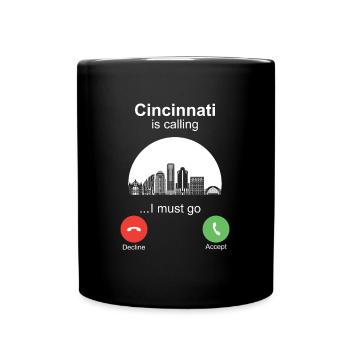 Cincinnati is Calling - Tasse einfarbig - Schwarz - Vorne