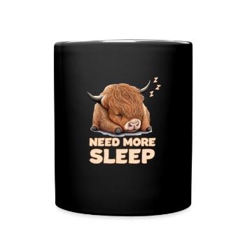 Sleeping Scottish Highland Cow Cattle Cow - Full Colour Mug - black - Front