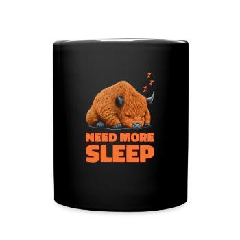 Sleeping Scottish Highland Cow Cattle Cow - Full Colour Mug - black - Front