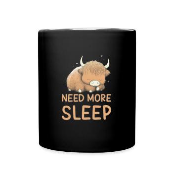 Sleeping Scottish Highland Cow Cattle Cow - Full Colour Mug - black - Front