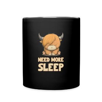 Sleeping Scottish Highland Cow Cattle Cow - Full Colour Mug - black - Front