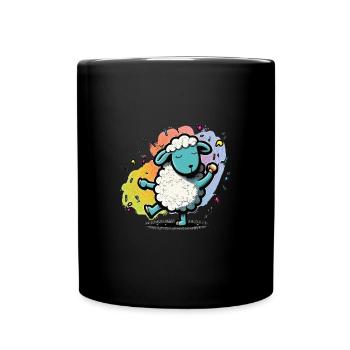 Lustige Bunte Schafe - Tasse einfarbig - Schwarz - Vorne