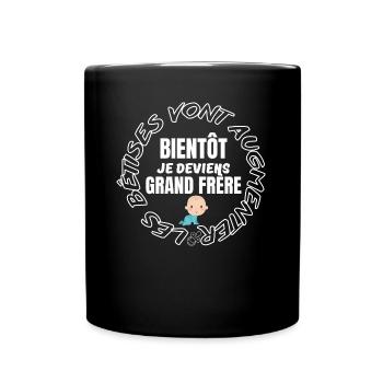 Bientôt grand frère humour futur frère - Mug uni - noir - Devant