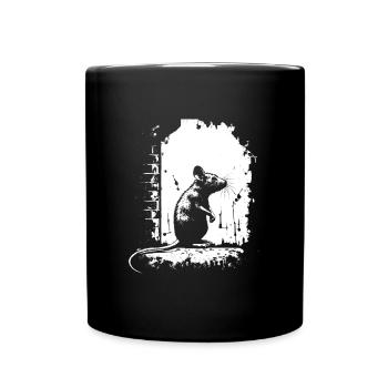Rat Stencil Art White and Black - Full Colour Mug - black - Front