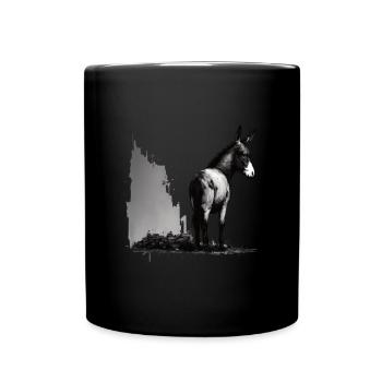 Esel Kunstvoller Schablonendruck - Tasse einfarbig - Schwarz - Vorne