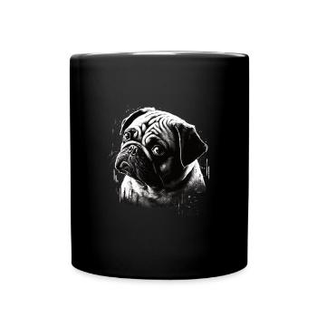 Mops-schablonen-design Weiß Und Schwarz - Tasse einfarbig - Schwarz - Vorne